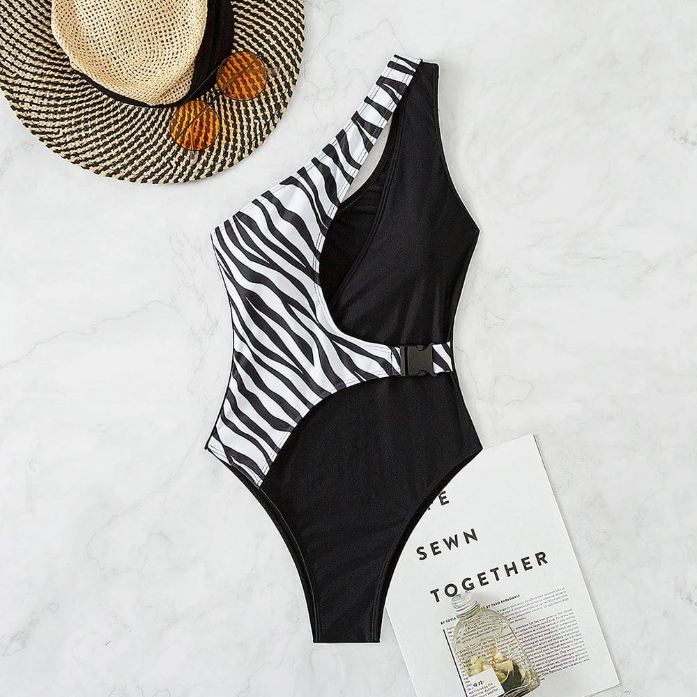 OEM Service Custom Sexy Zebra Print Monokini Simple One Piece Swimsuit High Quality Swimwear 2024 Bathing Suits Beachwear Bather