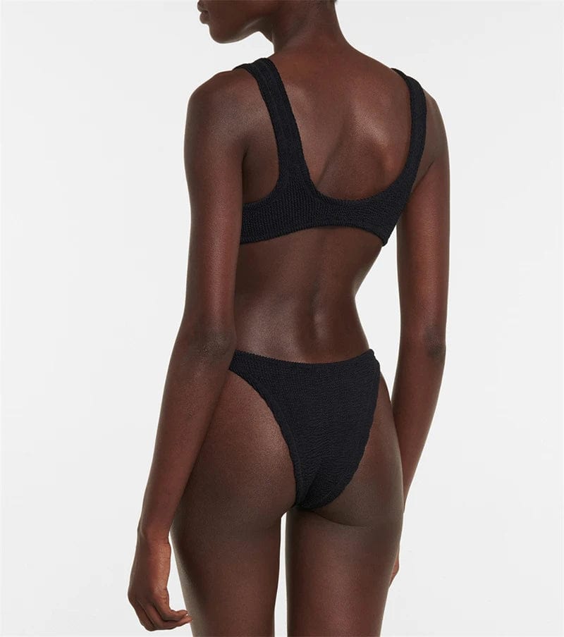 OEM Service Custom Swimwear 2024 Ring Linked Cut-Out One Piece Swimsuit Micro Ribbed Monokini Bandage Bathing Suit