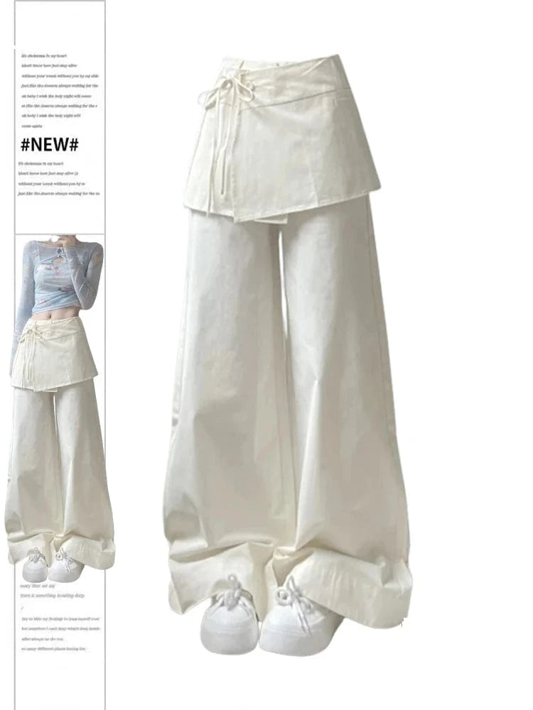 Off  White / XL Women's Off White Pants Harajuku Streetwear Oversize Parachute Pants Y2k Retro 2000s Aesthetic Vintage Trousers Fashion Clothes
