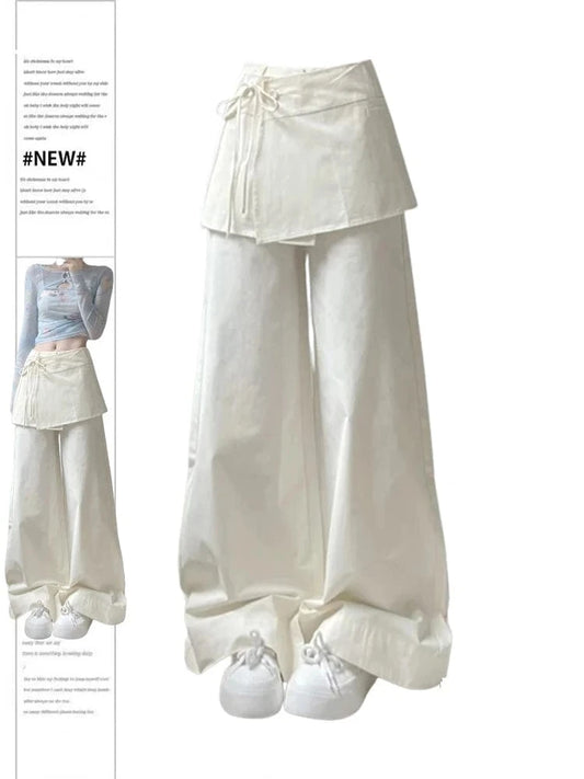 Off  White / XL Women's Off White Pants Harajuku Streetwear Oversize Parachute Pants Y2k Retro 2000s Aesthetic Vintage Trousers Fashion Clothes