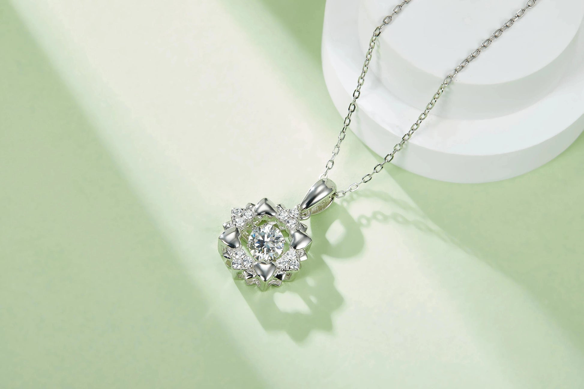 OLDT 2024 fine silver jewelry Jiangyuan flower pendant necklace S925 sterling silver Moissanite round diamond chain necklace OLDT