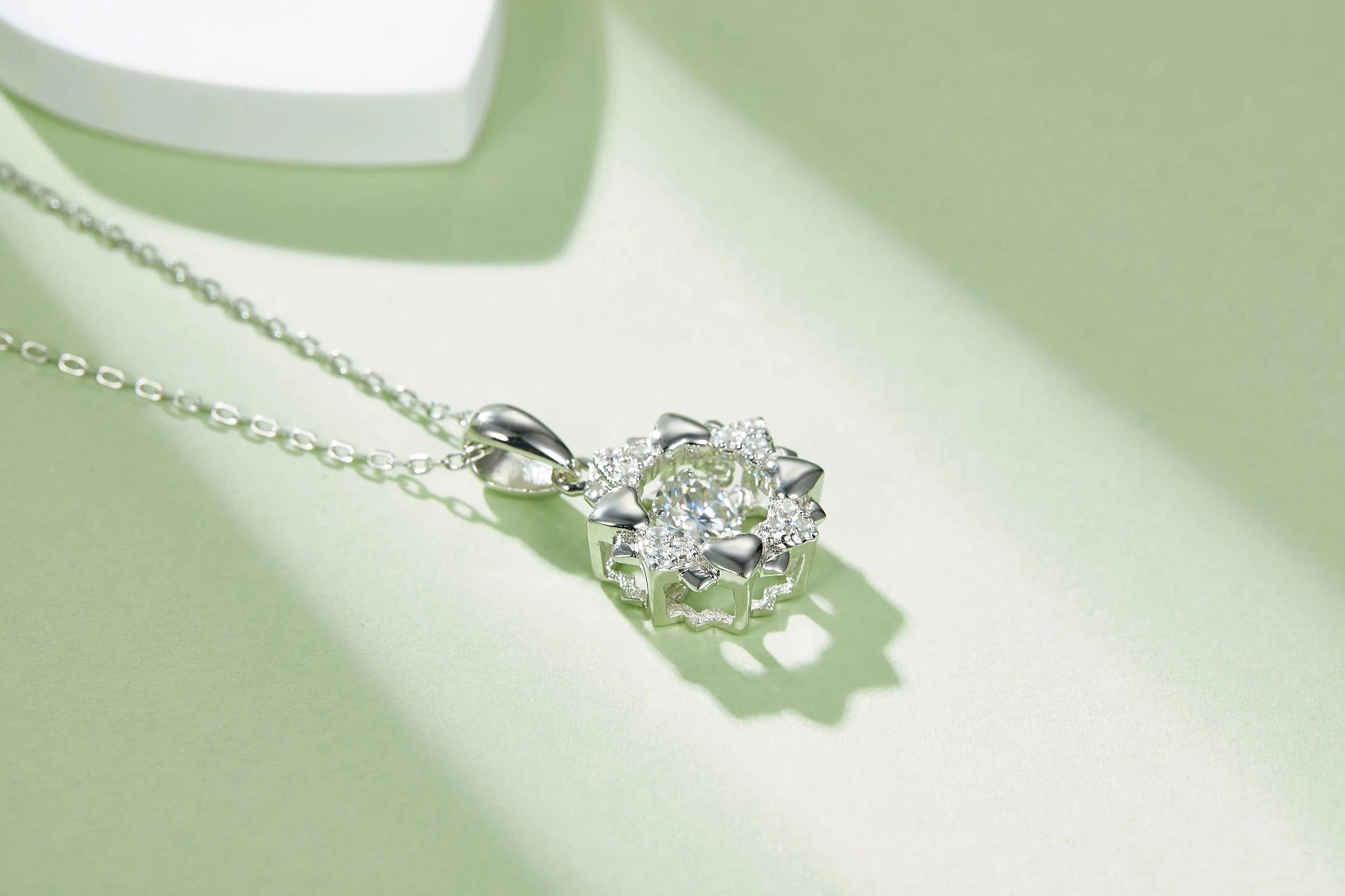 OLDT 2024 fine silver jewelry Jiangyuan flower pendant necklace S925 sterling silver Moissanite round diamond chain necklace OLDT