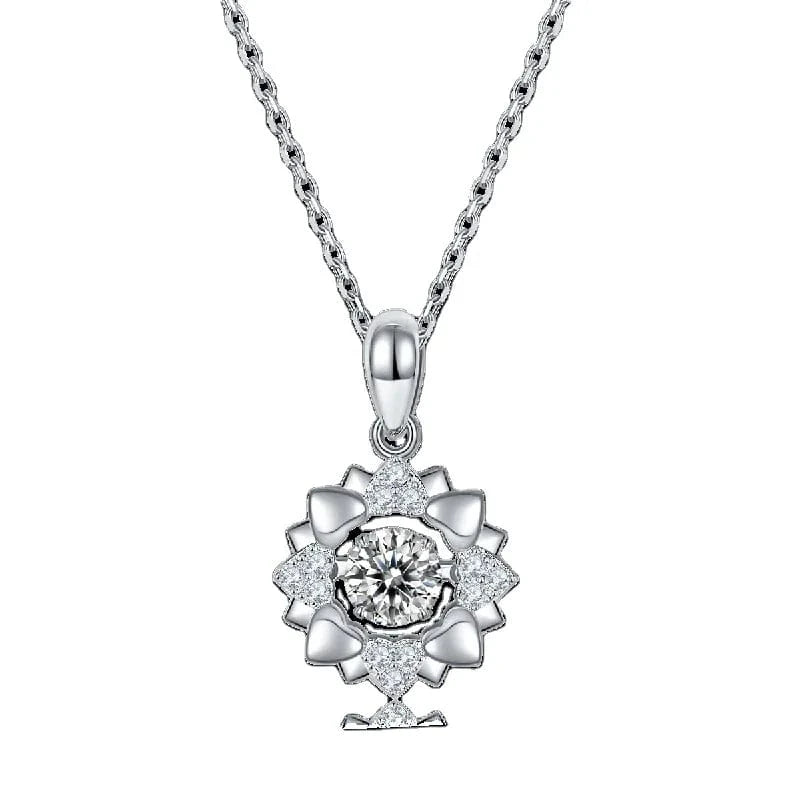 OLDT 2024 fine silver jewelry Jiangyuan flower pendant necklace S925 sterling silver Moissanite round diamond chain necklace OLDT