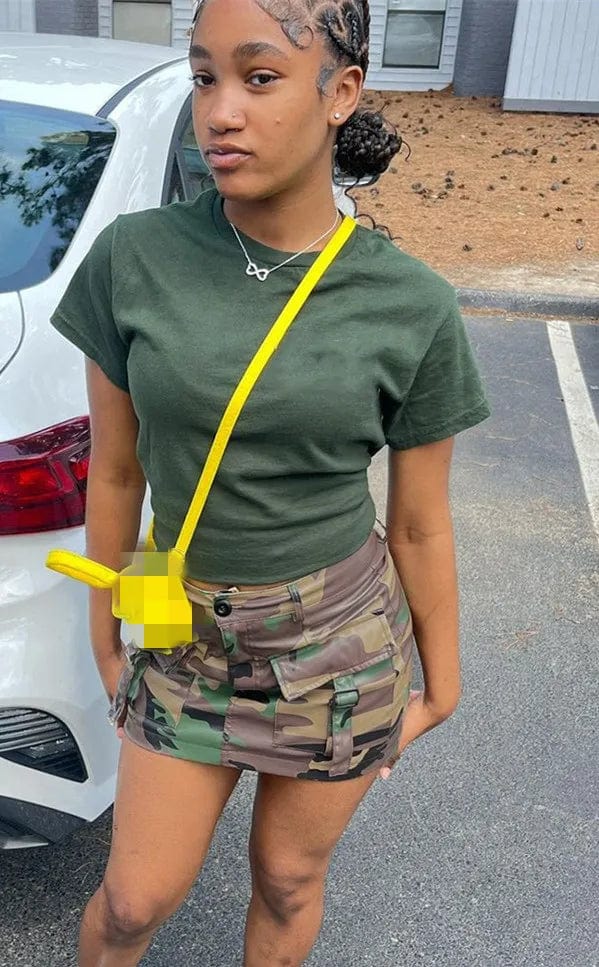 Olive Camo PU Leather Mini Skirt 2024 Summer Fall Clothes For Women Stretchy Zipper Design Multi Pockets For Ladies