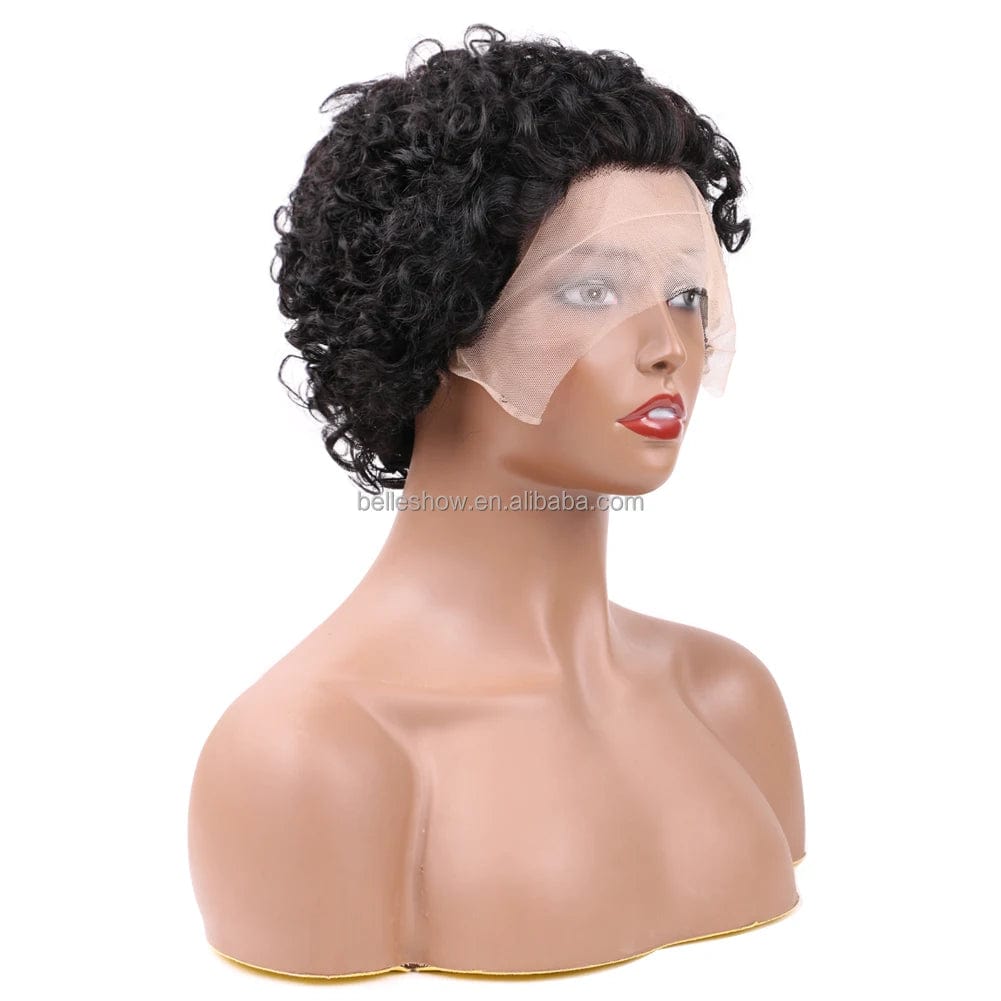 Ombre Honey Blonde Pixie Cut Bob Human Hair Wigs Short Kinky Curly Colored Pre Plucked Woman Lace Front Bob 13x1