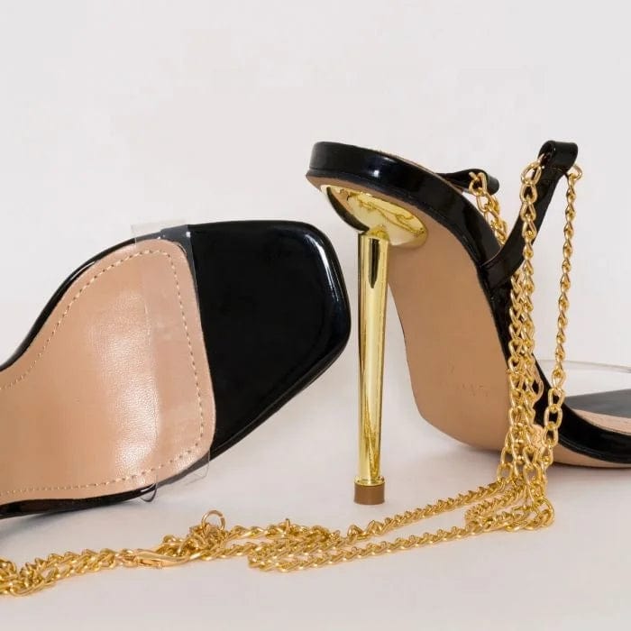 on sale designer shoes TIONA BLACK FAUX SNAKE PRINT SPIRAL CLEAR COURT SHOES high heel women sandals
