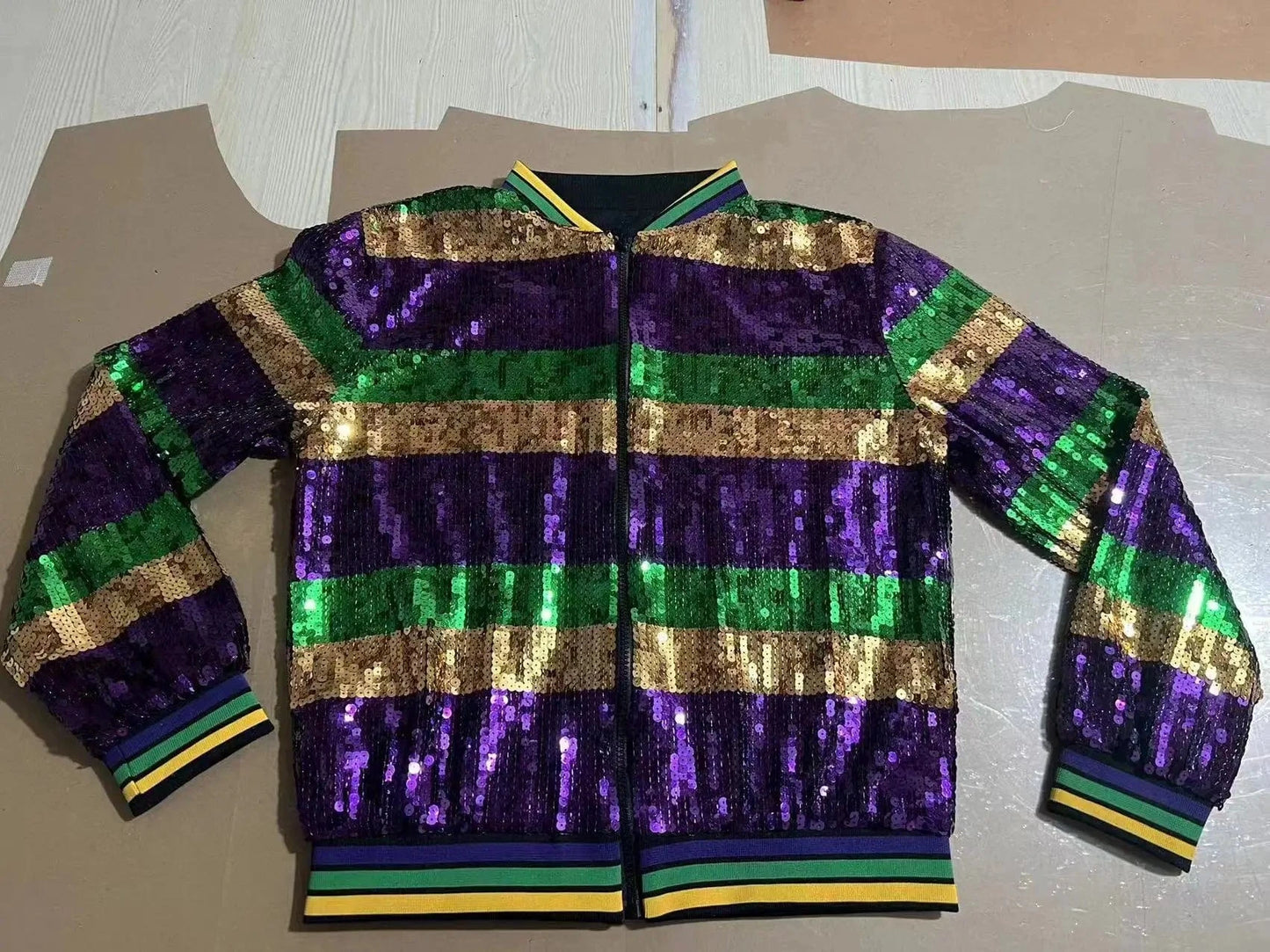 once size / jacket2 mardi gras sequin jacket apparel 2024 sequin dress