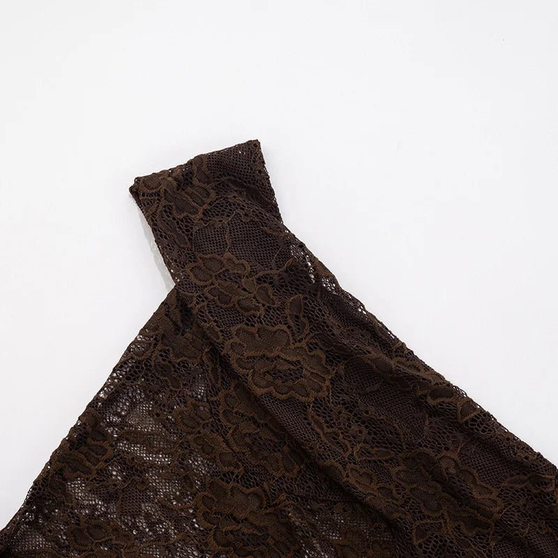 One Shoulder Lace Backless Maxi Dress - SN Wigs & More