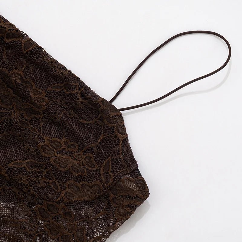 One Shoulder Lace Backless Maxi Dress - SN Wigs & More