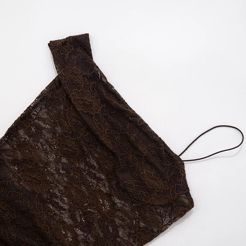 One Shoulder Lace Backless Maxi Dress - SN Wigs & More