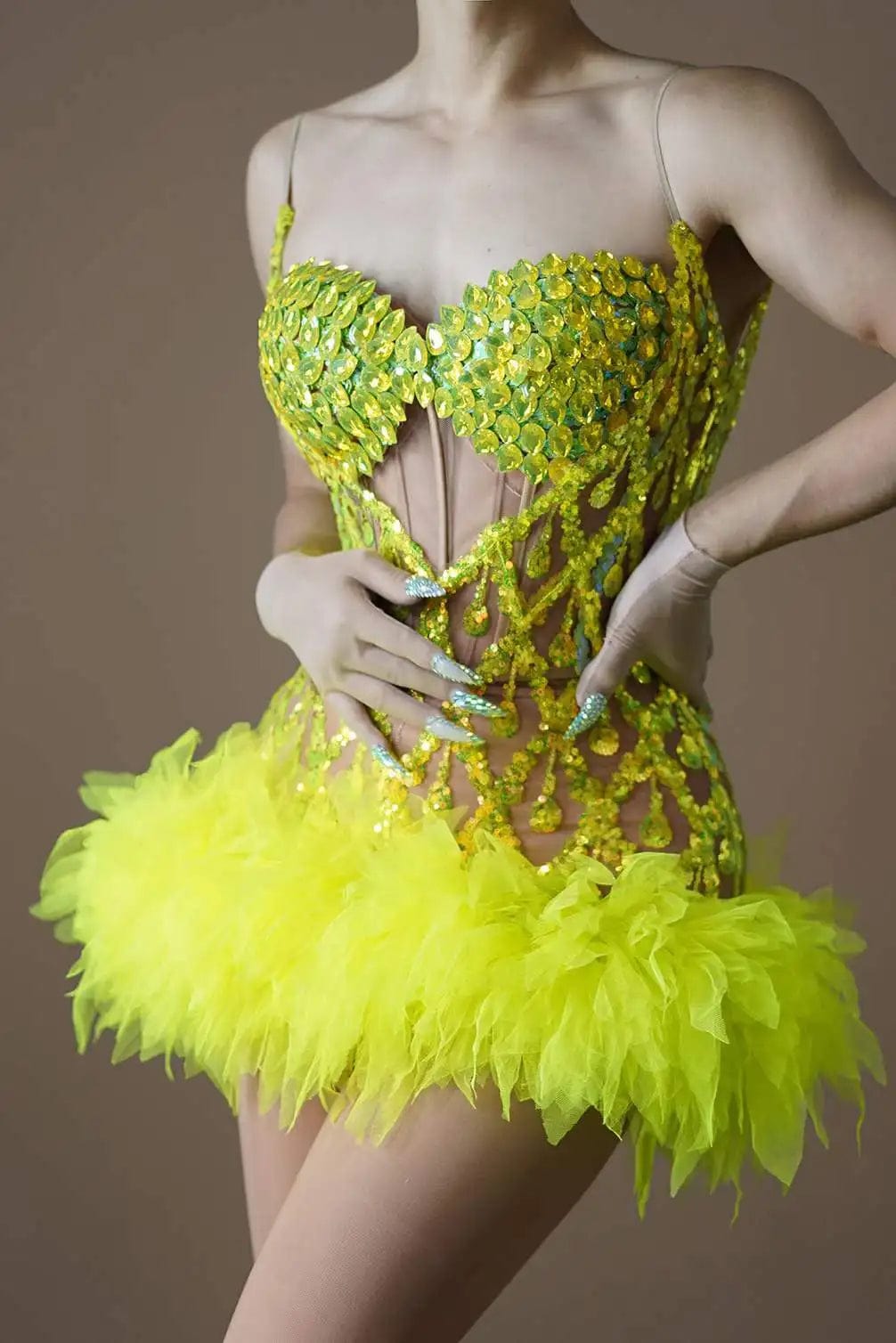 one size / FX231236 Ocstrade Sparkly Sequin Party Club Dress Spaghetti Strap Mesh Design Performance Mini Dress With Crystal For Birthday Party