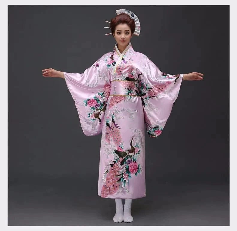 One Size / pink A Black Woman Lady Japanese Tradition Yukata Kimono With Obi Flower Vintage Evening Dress Cosplay Costume One size ZW01
