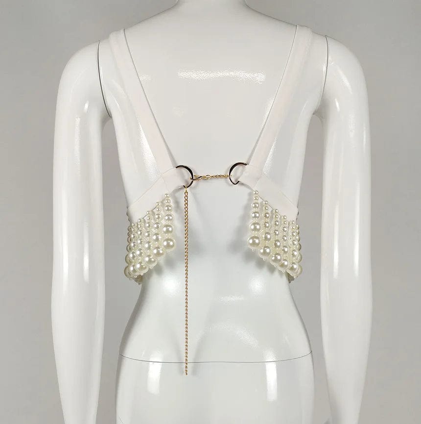 one size / Y0125 Ocstrade Fashion White Pearl Body Jewelry Chain Strap Pearl Vest Sexy Handmade Body Chain Jewelry For Women Crop Top