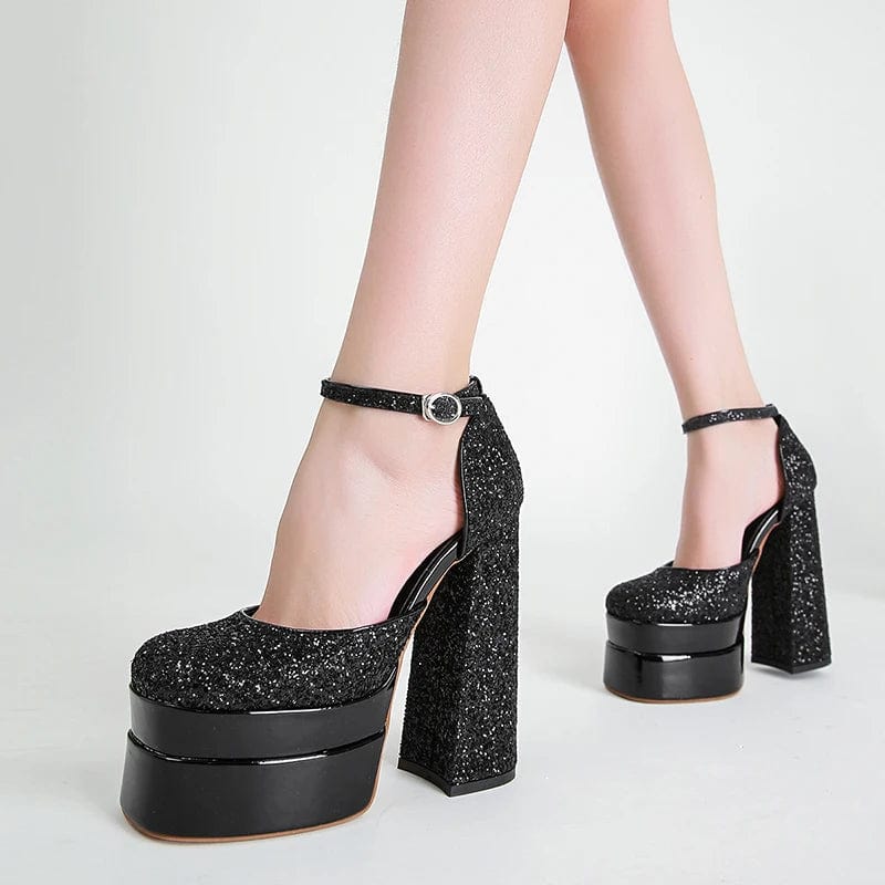 Online Celebrity Women Platform shoes satin Chunky high heels Hollow wedge shoes women multi-colors buckle strap heeled sandals