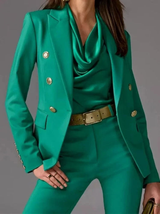 Only Coat / XXL Beautyblue Fashion Women's Jacket Green Office Urban Blazers New Casual Slim It Long Sleeves Buttoned Elegant Lapel Outerwears