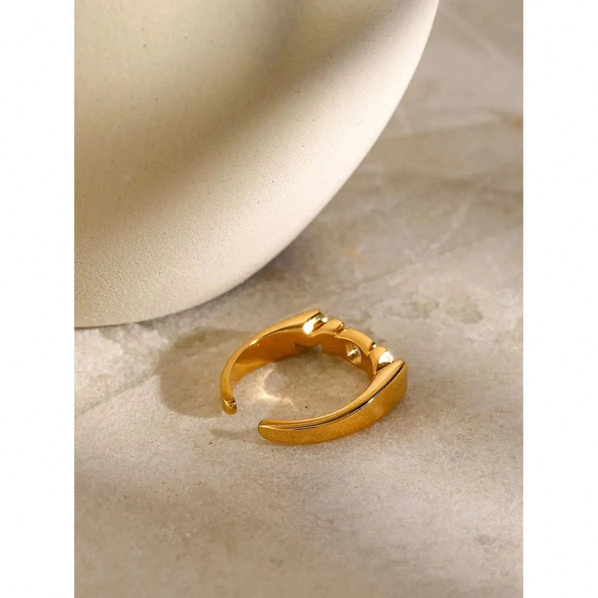 open ring / Hiphop / R2648 R2648 Jewelry MAMA Mother's Day Ring 18K Gold Plated Stainless Steel statement Ring Engraved Letter Chunky Ring