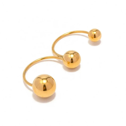 open ring / TRENDY / R1973 R1973 Trendy Minimalist Ball Design Geometric Waterproof 18K Gold Plated Finger Ring Jewelry For Women