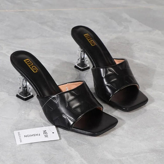 Open Wholesale Female Leather Summer Designer Women Fashion Trend High Heel Slippers Shoes Heeled Sandals For Women And Ladies