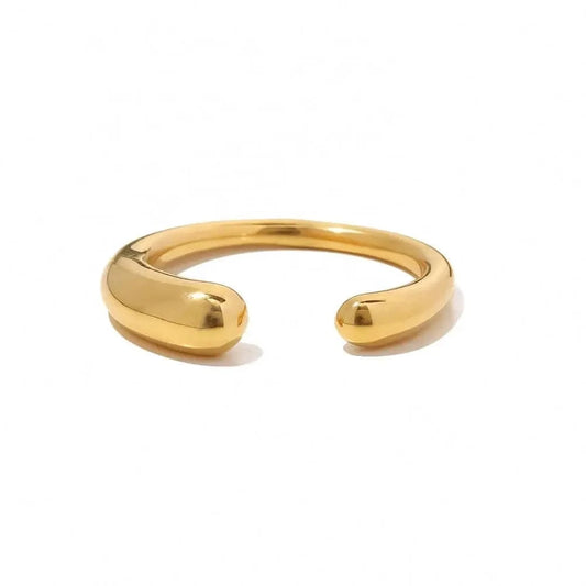 Opening / Cute / R2073 R2073 Dainty Irregular Waterdrop Style 18K Gold Plated Stainless Steel Opening Ring For Women