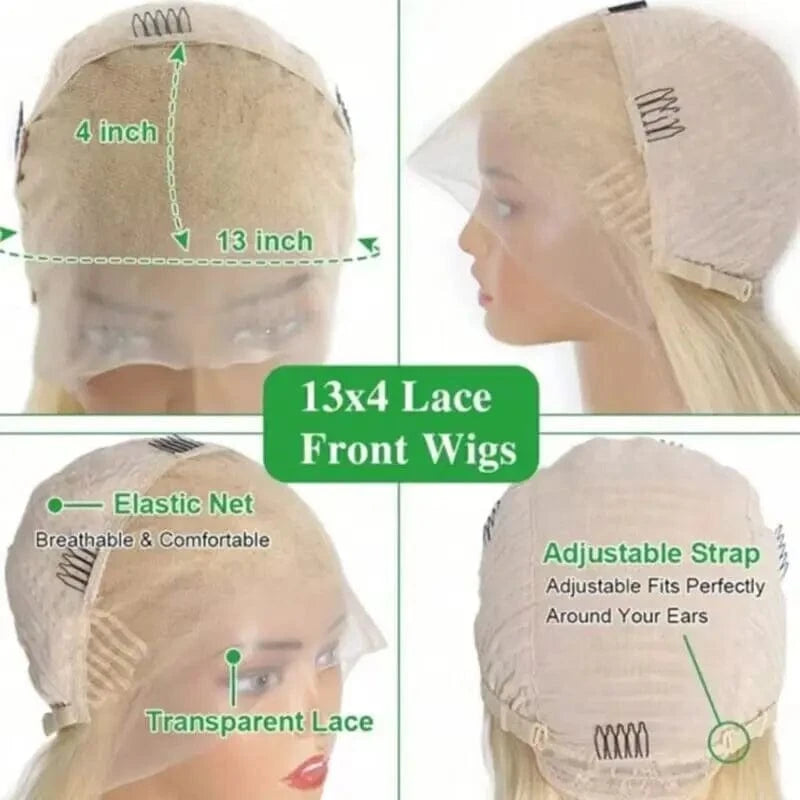 Orange 613 Blonde / 12inches / 180% 13x4 Lace Front Wig Ombre Orange 613 Blonde Colored Bob Wigs For Women Straight Brazilian Virgin Human Hair Wig