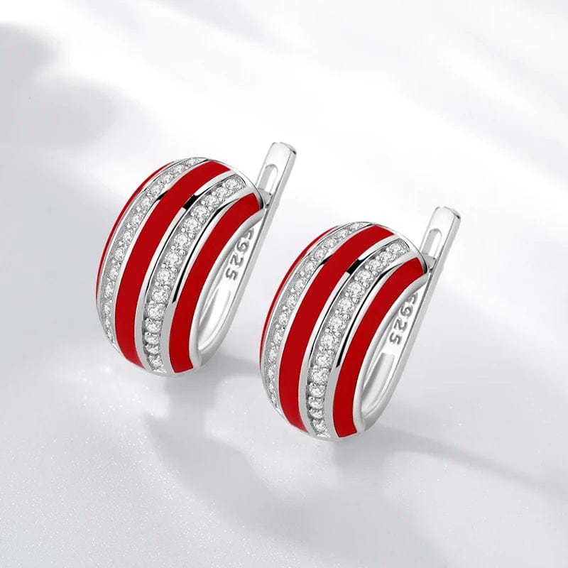 Original 925 Sterling Silver Emerald classic color and Black Enamel Fine CZ Earrings for Women Luxury Party Jewelry Earring