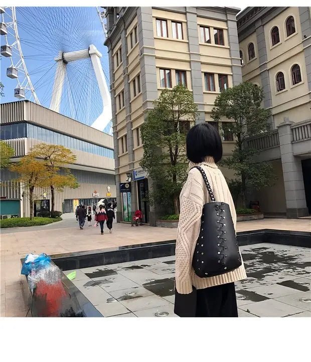 Original Brand Chain Bucket Bag New Handbag Rivet Shoulder Bags for Women Сумка Женская - SN Wigs & More