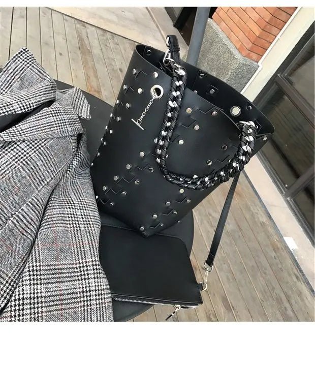 Original Brand Chain Bucket Bag New Handbag Rivet Shoulder Bags for Women Сумка Женская - SN Wigs & More