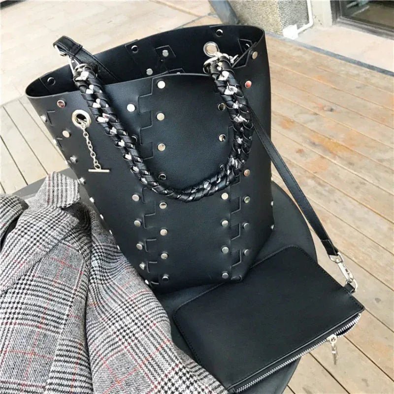 Original Brand Chain Bucket Bag New Handbag Rivet Shoulder Bags for Women Сумка Женская - SN Wigs & More