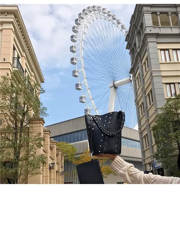 Original Brand Chain Bucket Bag New Handbag Rivet Shoulder Bags for Women Сумка Женская - SN Wigs & More