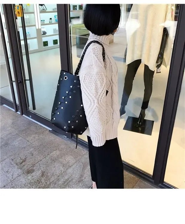 Original Brand Chain Bucket Bag New Handbag Rivet Shoulder Bags for Women Сумка Женская - SN Wigs & More