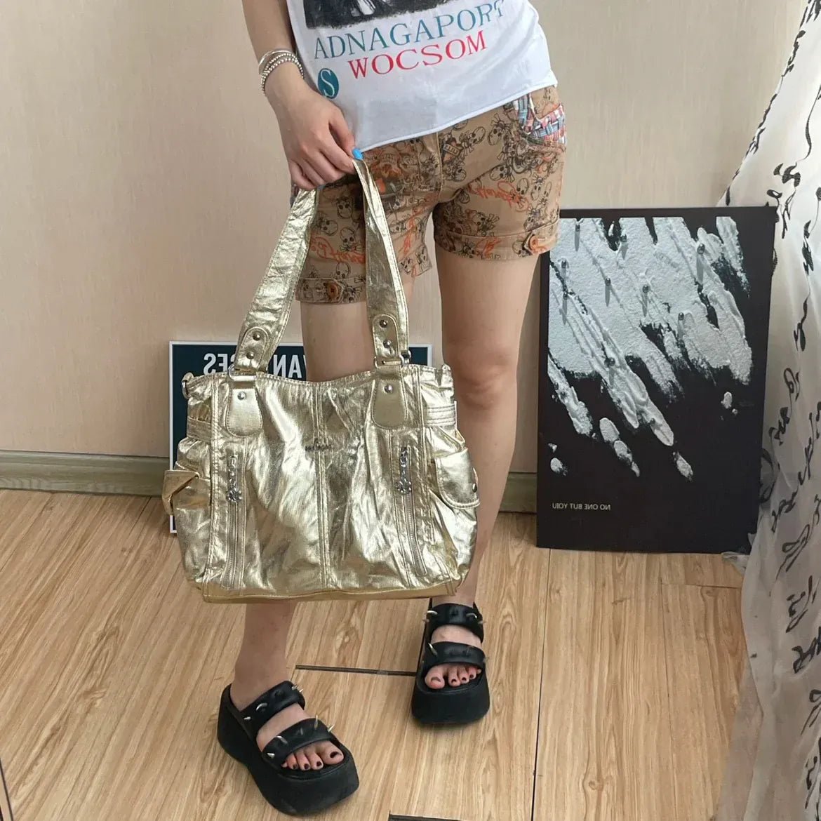 Original Brand Retro Spice Special Metal Large Capacity Shoulder Handbag Crossbody Motorcycle Tote Bags for Women - SN Wigs & More