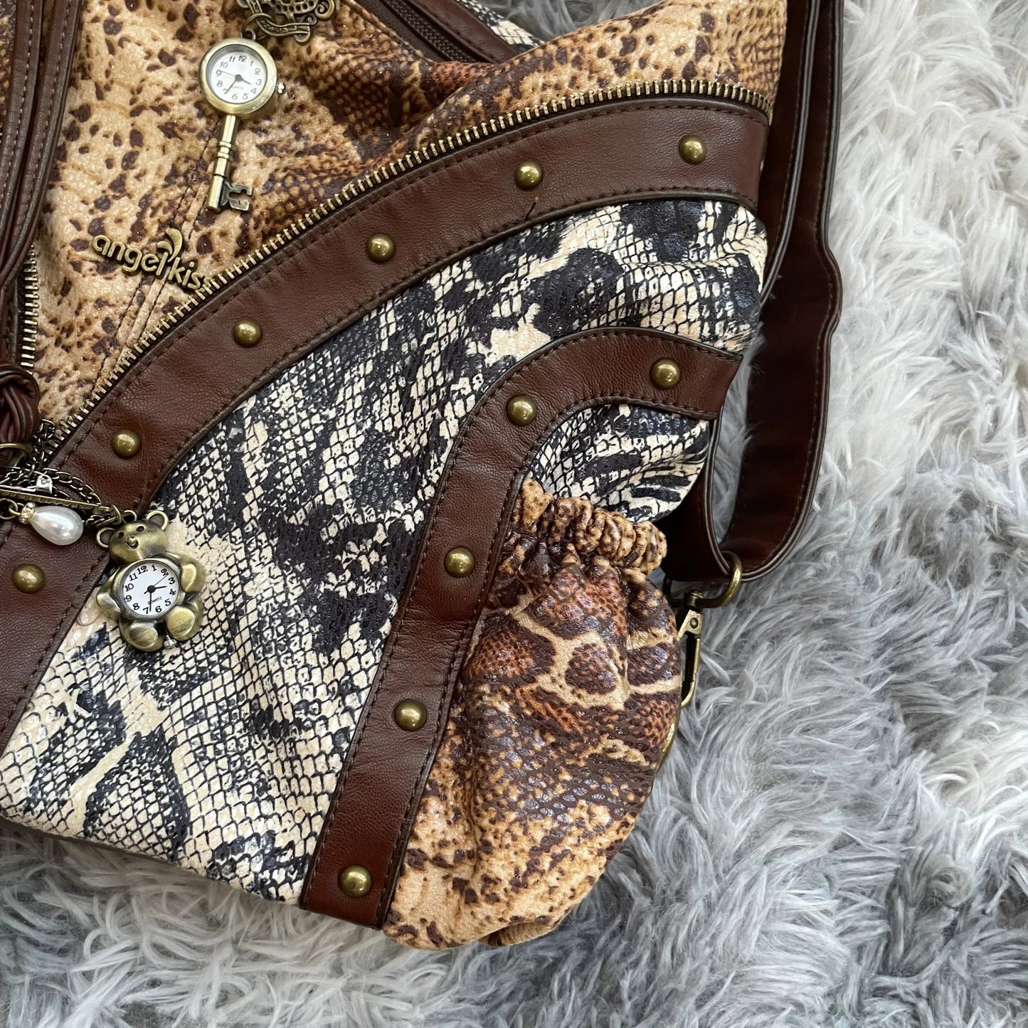 Original Design Retro Rivet Leopard Print Punk Backpack Commuter Large Capacity Tote Crossbody Bags for Women Hot Selling - SN Wigs & More