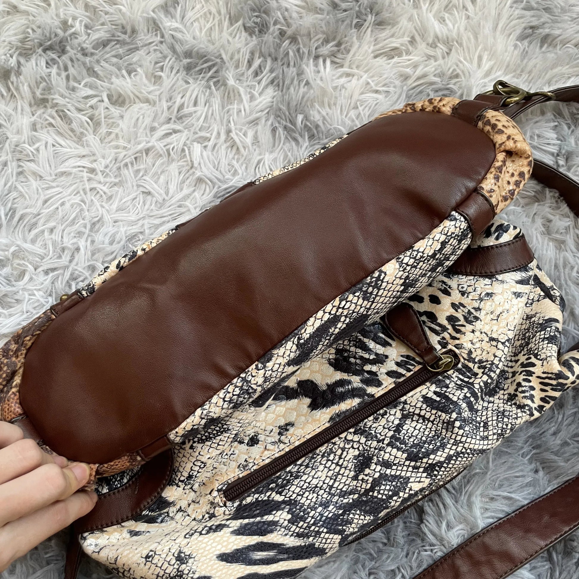 Original Design Retro Rivet Leopard Print Punk Backpack Commuter Large Capacity Tote Crossbody Bags for Women Hot Selling - SN Wigs & More