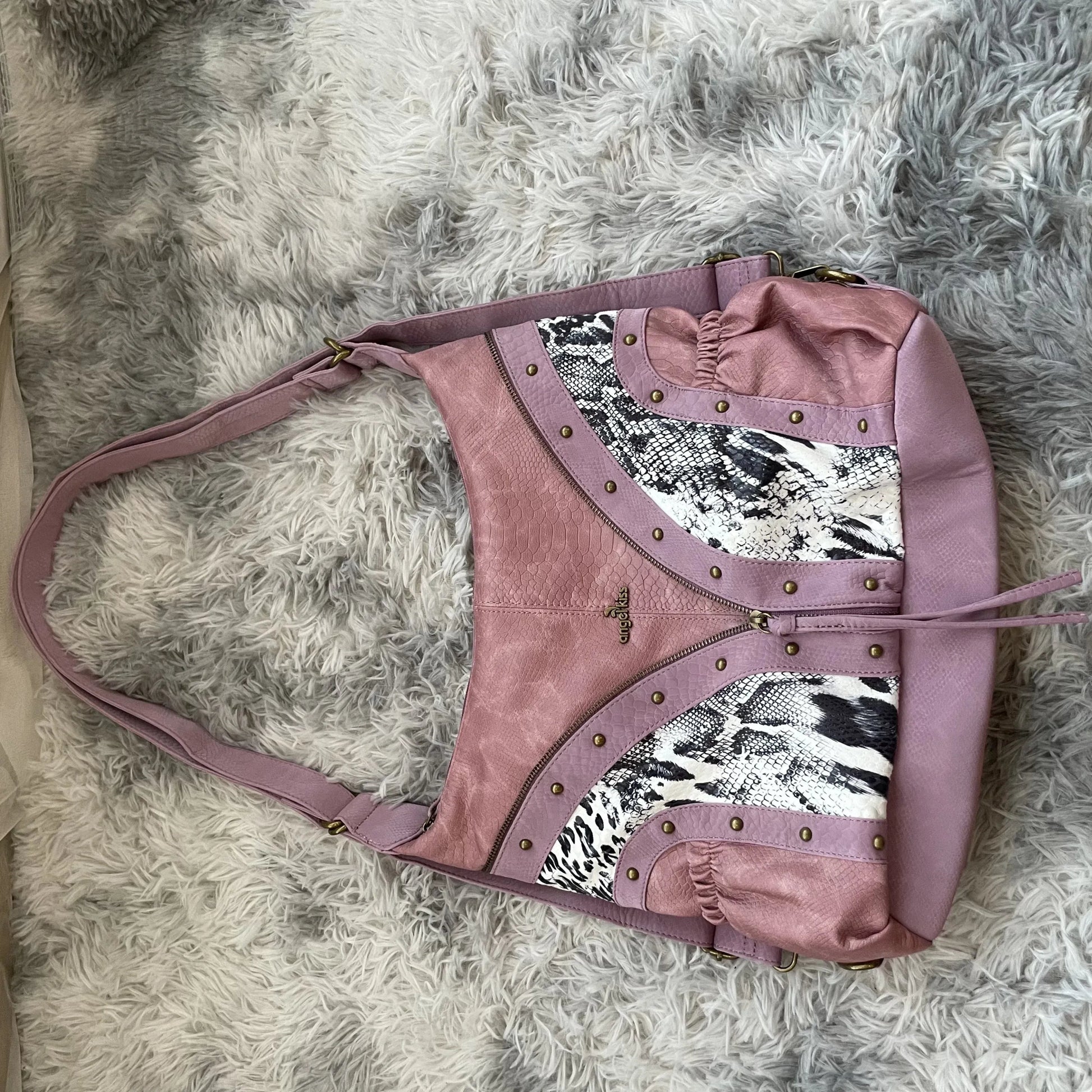 Original Design Retro Rivet Leopard Print Punk Backpack Commuter Large Capacity Tote Crossbody Bags for Women Hot Selling - SN Wigs & More