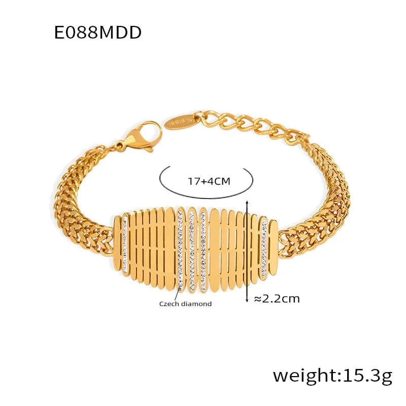 Other / Other / C2 Bracelet Stainless Steel 18K Gold Plated Yellow Gold Fringe Collar Design Fashion Vintage Chain Necklace Stainless Steel Jewelry