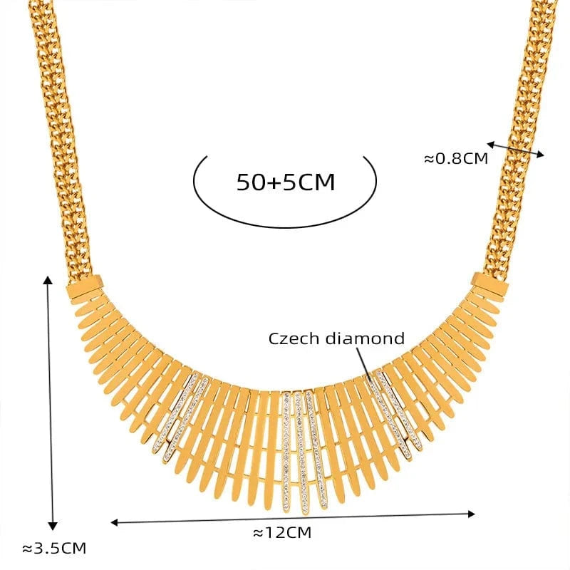 Other / Other / C4 Necklace Stainless Steel 18K Gold Plated Yellow Gold Fringe Collar Design Fashion Vintage Chain Necklace Stainless Steel Jewelry