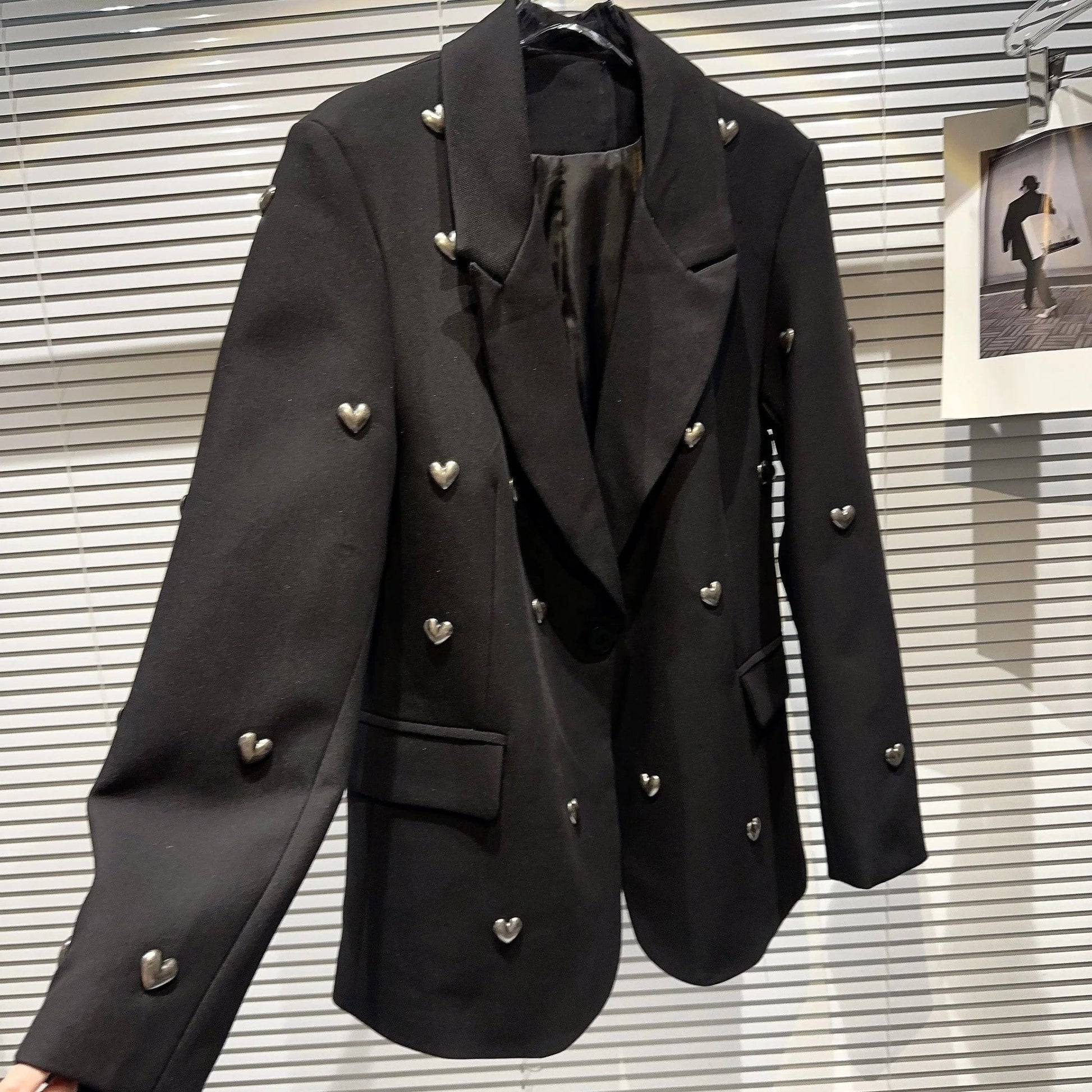 OUDINA 2024 Fashionable Multi-button Combination Black Loose Oversized Suit Jacket Blazer For Women