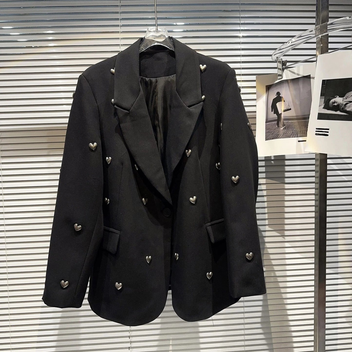 OUDINA 2024 Fashionable Multi-button Combination Black Loose Oversized Suit Jacket Blazer For Women