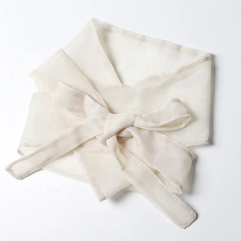 OUDINA 2024 New Chiffon Retro Style Suit Collar Puff Sleeves Shirt Lace-up Waist Blouses And Shirts For Women