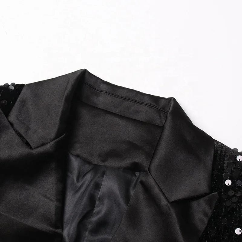 OUDINA 2024 New Fashion Light Luxury Sequin Blazer Women Style Slim Cuffs Fur Splicing Women's Suits Blazers