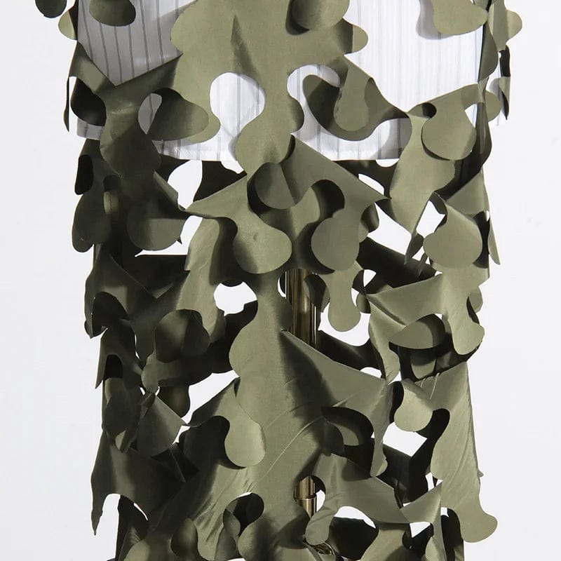 OUDINA 2024 New Streetwear Trend Army Green Irregular Hollow Patchwork Camo Women's Long Skirt