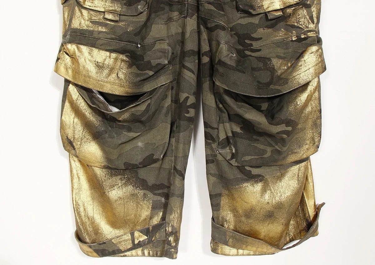 OUDINA 2024 New Trendy Hot Stamping Loose Straight Pants Vintage Multi-pocket Camouflage Boyfriend Women Cargo Jeans