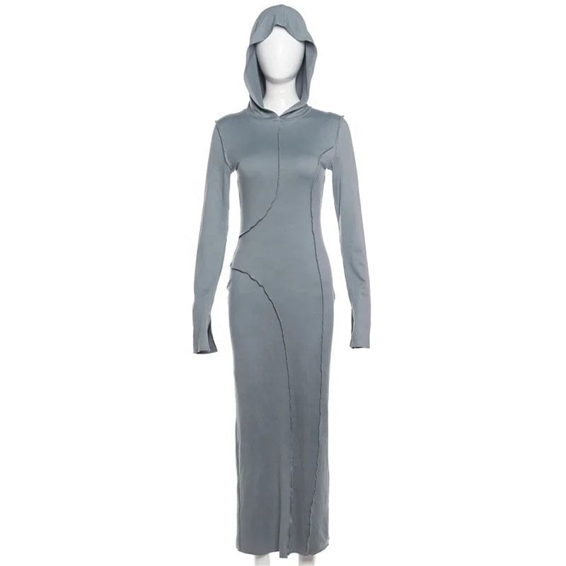 OUDINA 2024 Newly Arrivals Dresses For Women Long Sleeve Hoodie Club Casual Hooded Party Bodycon Dress