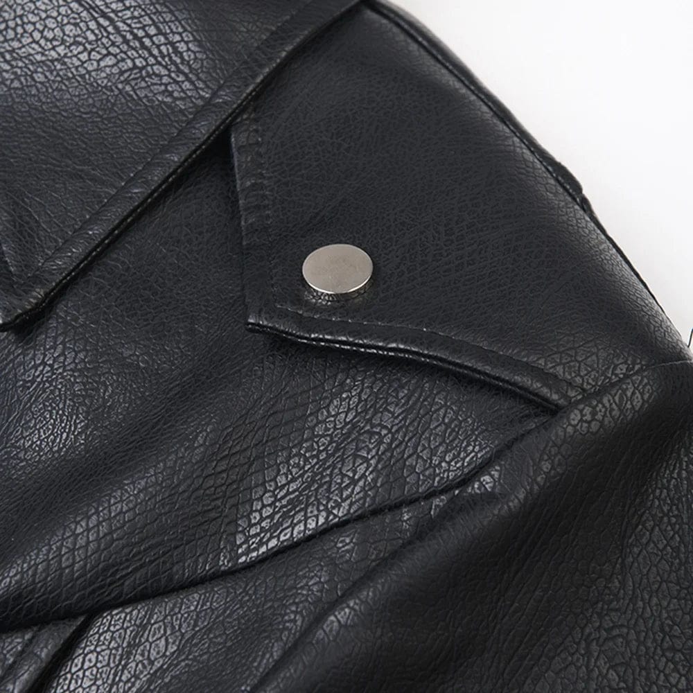 OUDINA European Station 2024 Deconstructed Design PU Leather Jacket Winter New Short Cotton Motorcycle Jacket