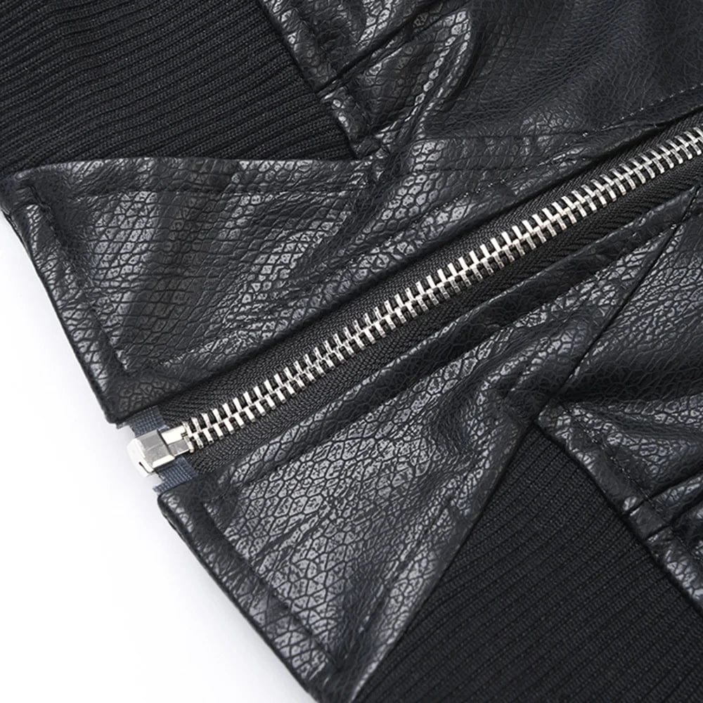 OUDINA European Station 2024 Deconstructed Design PU Leather Jacket Winter New Short Cotton Motorcycle Jacket