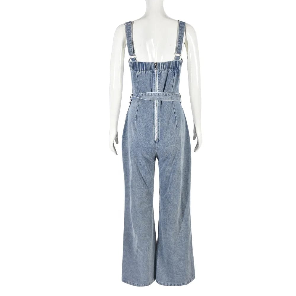 OUDINA Hot Selling Fashion Short Playsuits Solid Color Cargo Jumpsuit Button Elastic Waist Women Jumpsuit