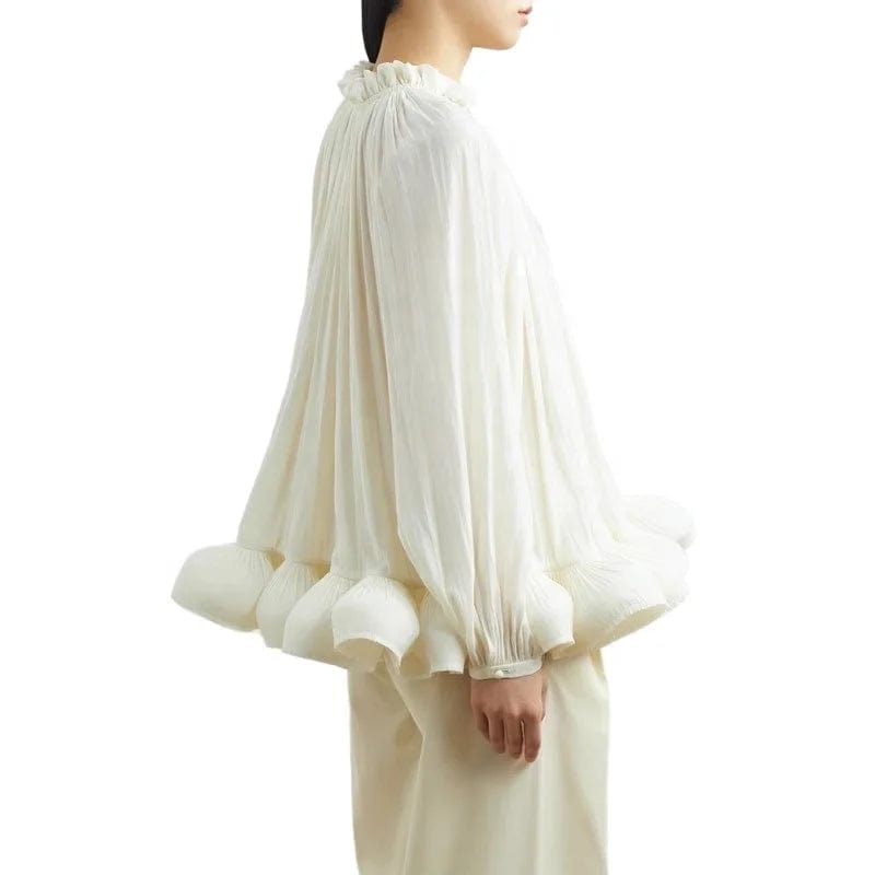 OUDINA New Women's Fashionable Casual Long Sleeve Diamond Chain Crop Tops Shirt Blouse Women