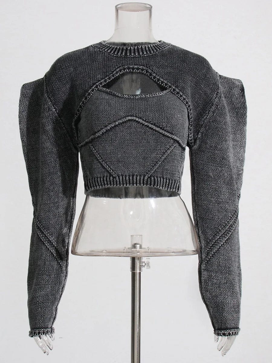 OUDINA Trendy 2024 New Pullover Women Knitted Sweater Two Piece Set Slim Distressed Latest Ladies Sweater Design