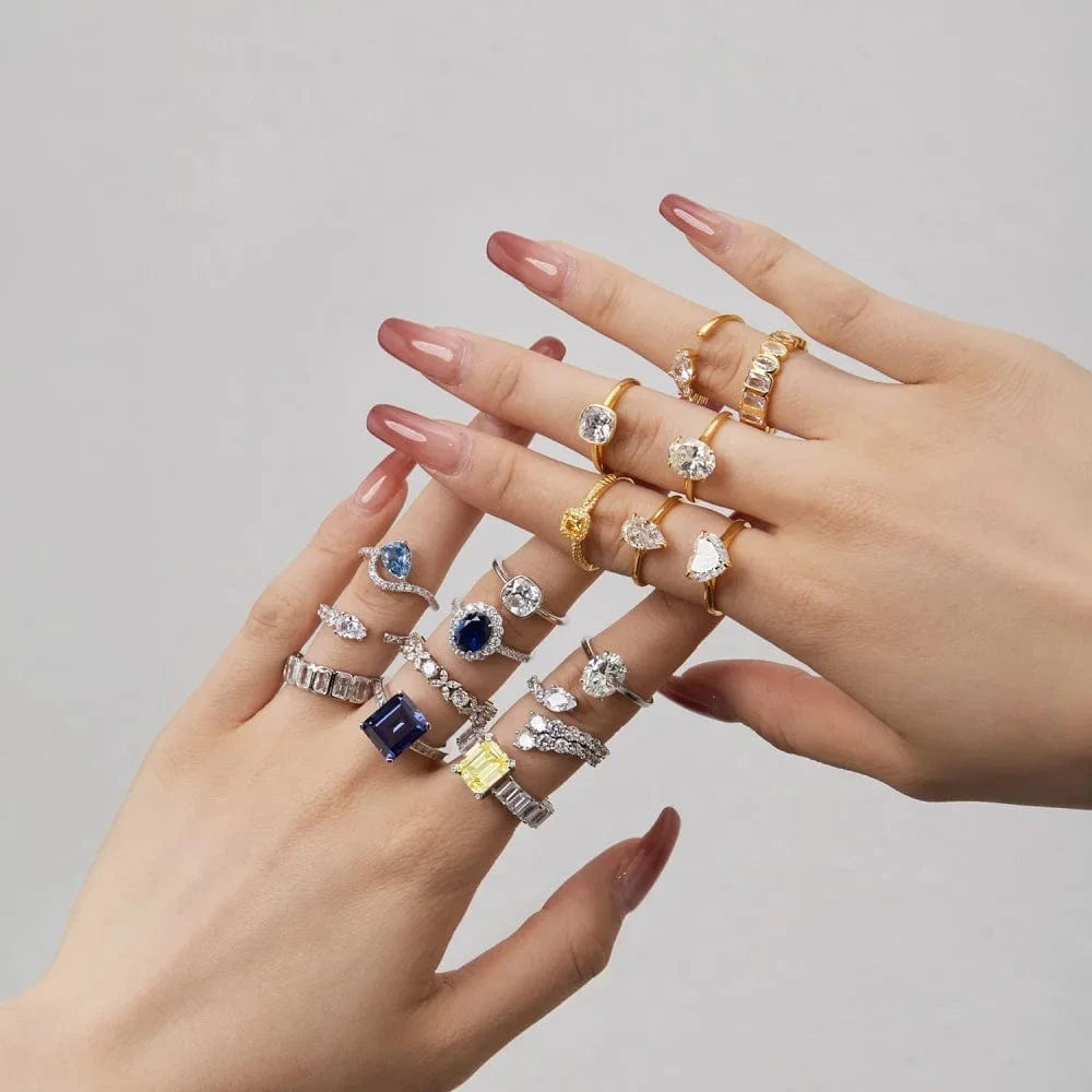 Oval Cut Diamond Cz Cubic Zirconia Rings For Women S925 Sterling Silver Jewelry 18K Gold Plated Wedding Ring Anniversary Gift