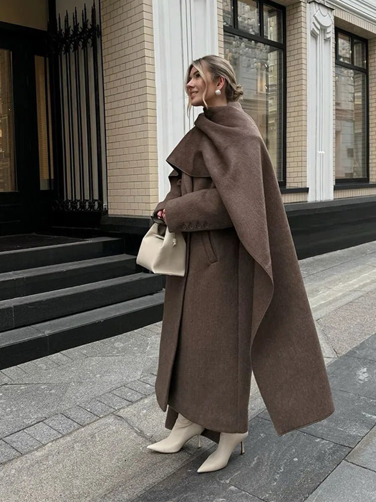 Overcoat Oversized Scarf Collar Elegant Classic Style - SN Wigs & More
